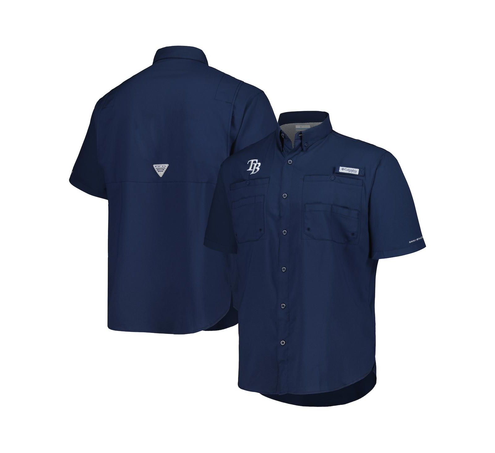 Мужская рубашка Columbia Navy Tampa Bay Rays Tamiami Omni-Shade Button-Down