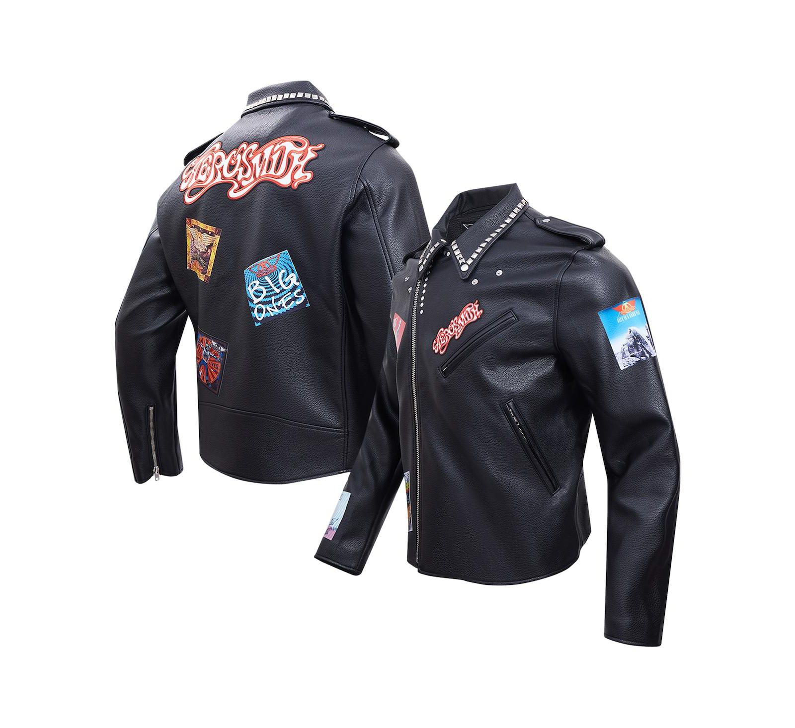 Freeze Max Men's Black Aerosmith Big Ones Graphic Biker Full-Zip Jacket