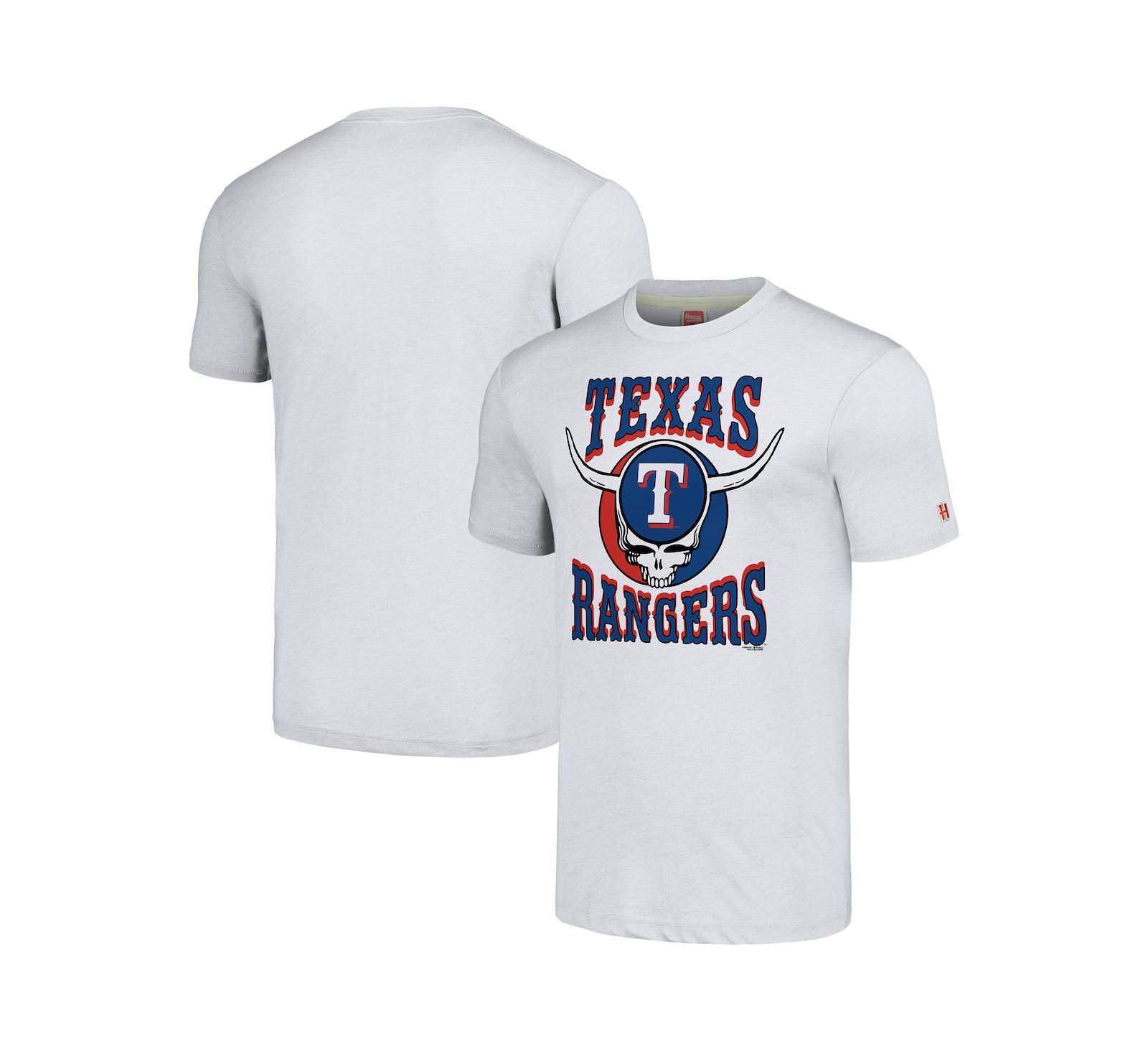 Homage Men's Ash Texas Rangers Grateful Dead Tri-Blend T-Shirt