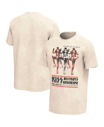 Philcos Men's Tan KISS KISS Destroys Anaheim Washed Graphic T-Shirt