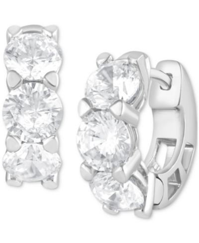 Серьги-кольца Badgley Mischka Lab Grown Diamond Small Huggie Hoop из белого золота 14k