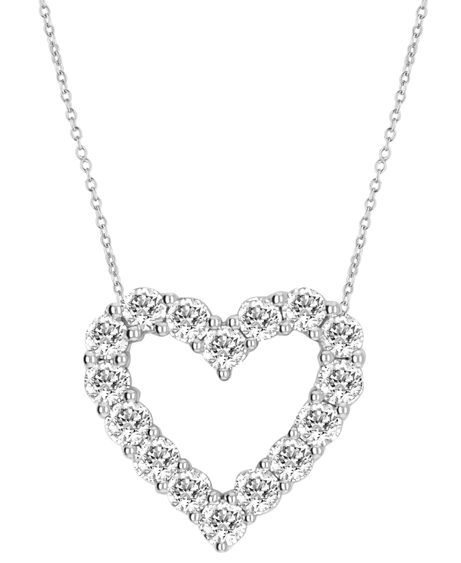 Badgley Mischka Lab Grown Diamond Heart Pendant Necklace (3 ct. t.w.) in 14k White Gold, 16" + 2" extender