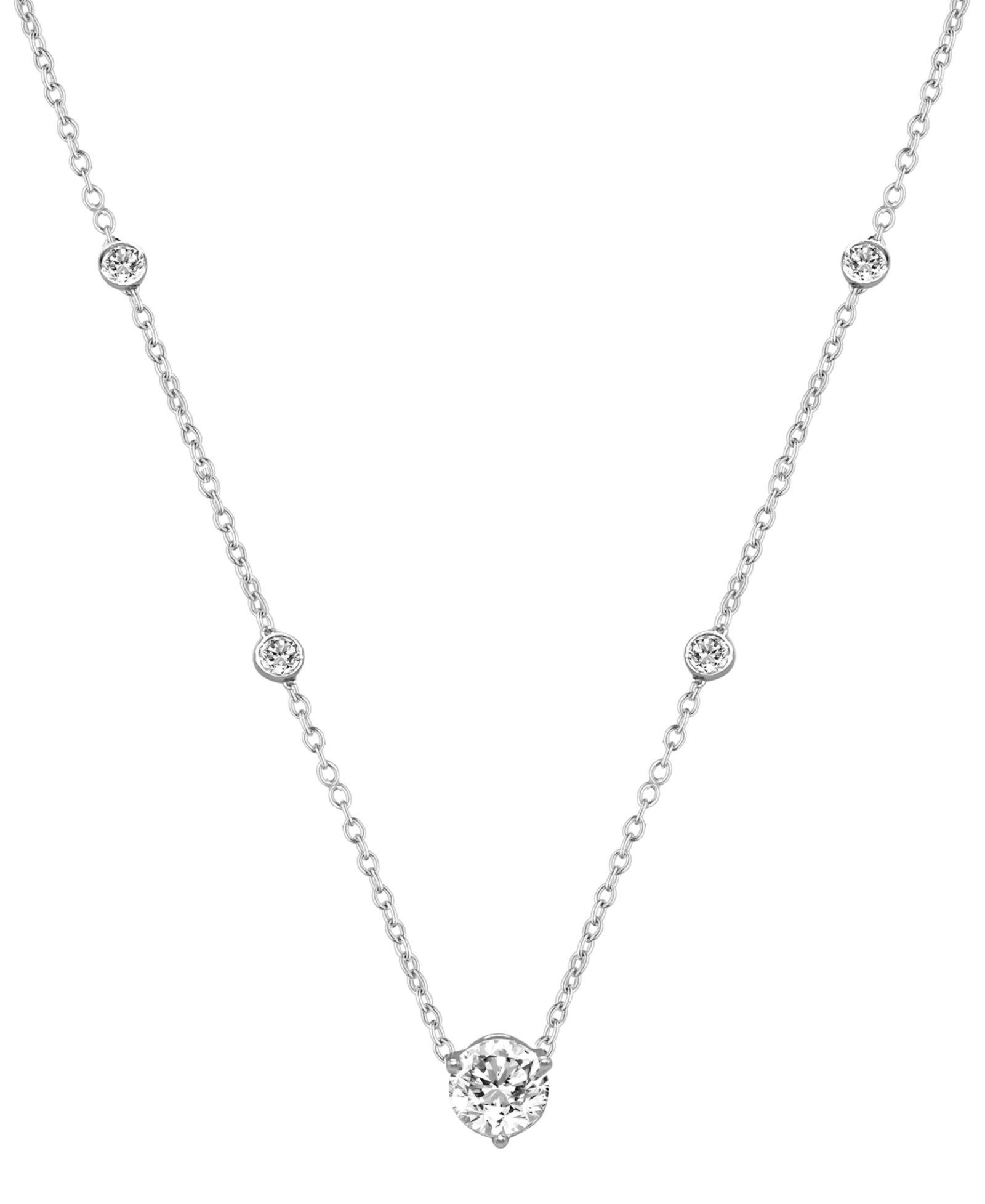 Ожерелье Badgley Mischka Lab Grown Diamond Collar Necklace (3 ct. t.w.) in 14k White Gold, 16" + 1" extender