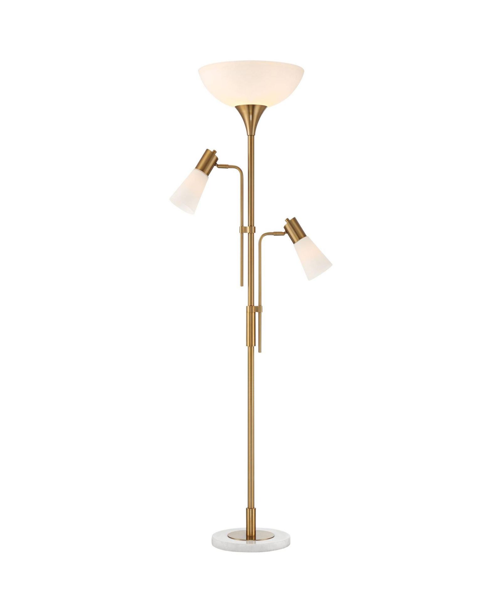 Possini Euro Design Modern Torchiere Floor Lamp with Side Lights 71" Tall Warm Gold Frosted Glass Shade for Living Room House