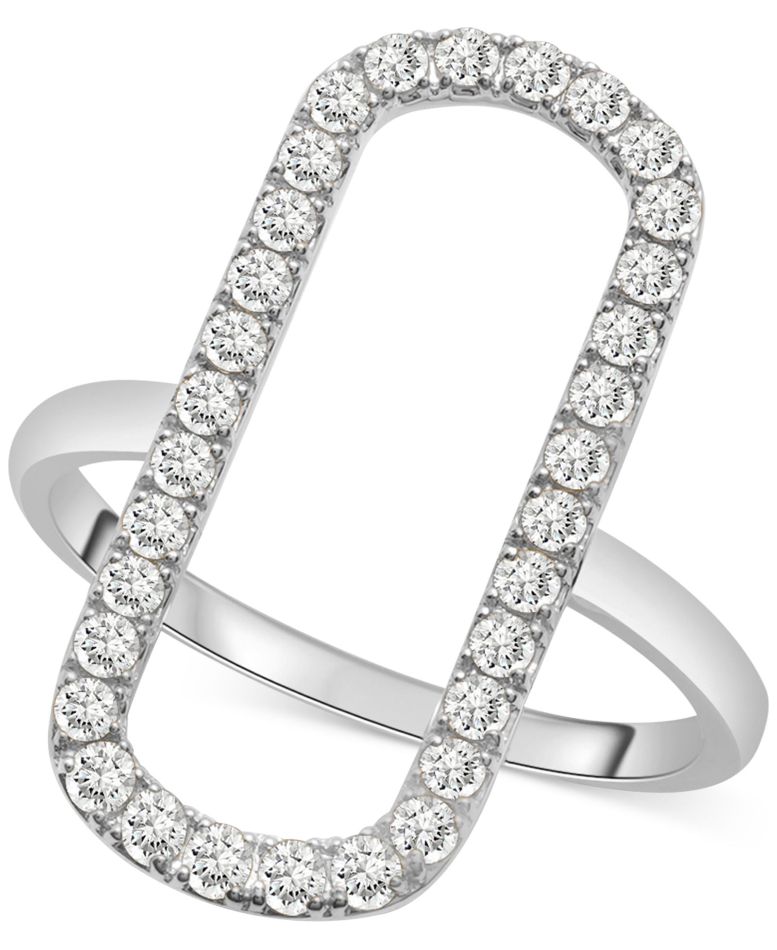 Кольцо с бриллиантом Diamond Open Rectangle Statement (1/2 ct. t.w.) в 14k желтом или белом золоте