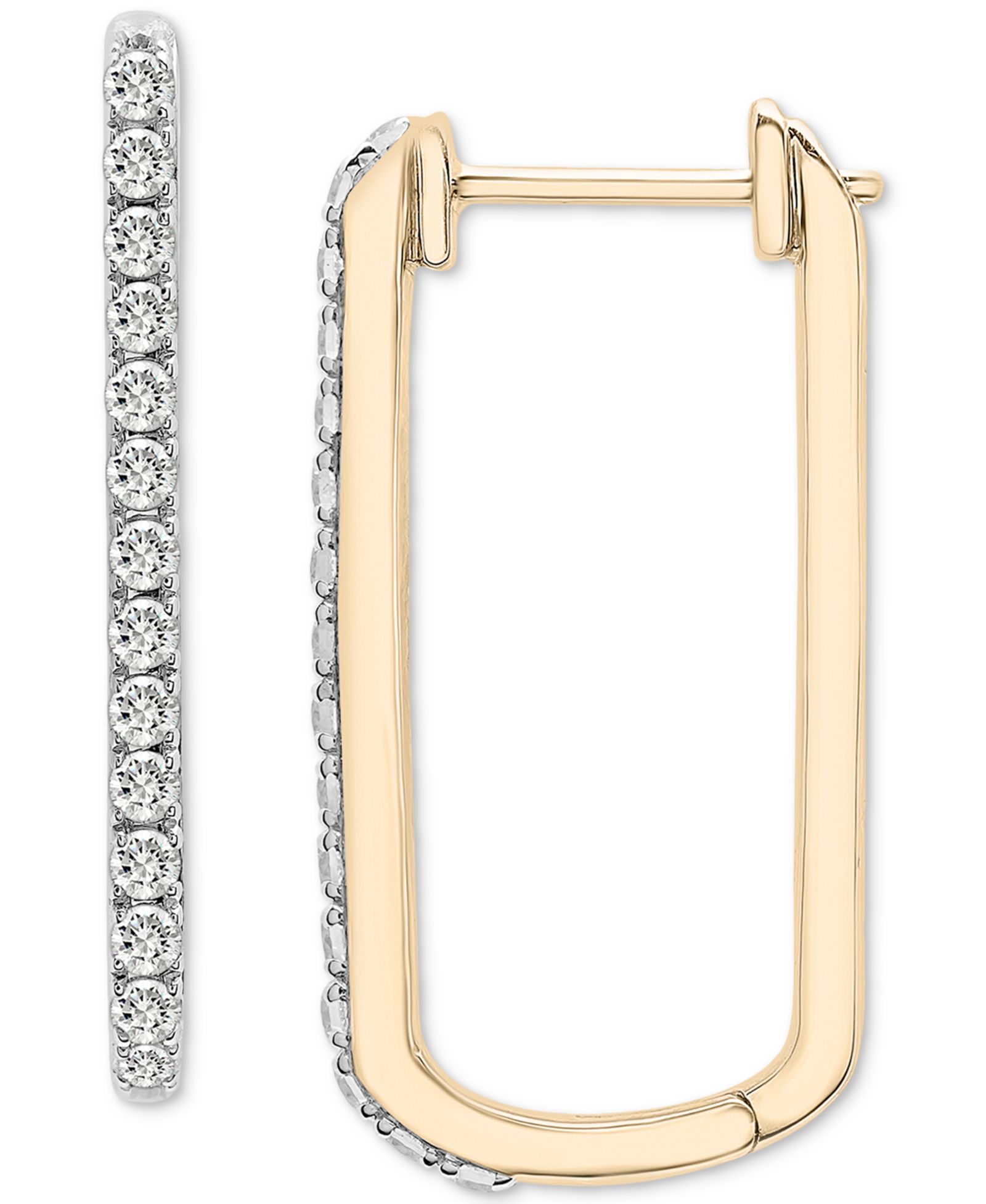 Серьги-кольца Wrapped in Love Diamond Open Rectangle Small Hoop 14k Yellow or White Gold