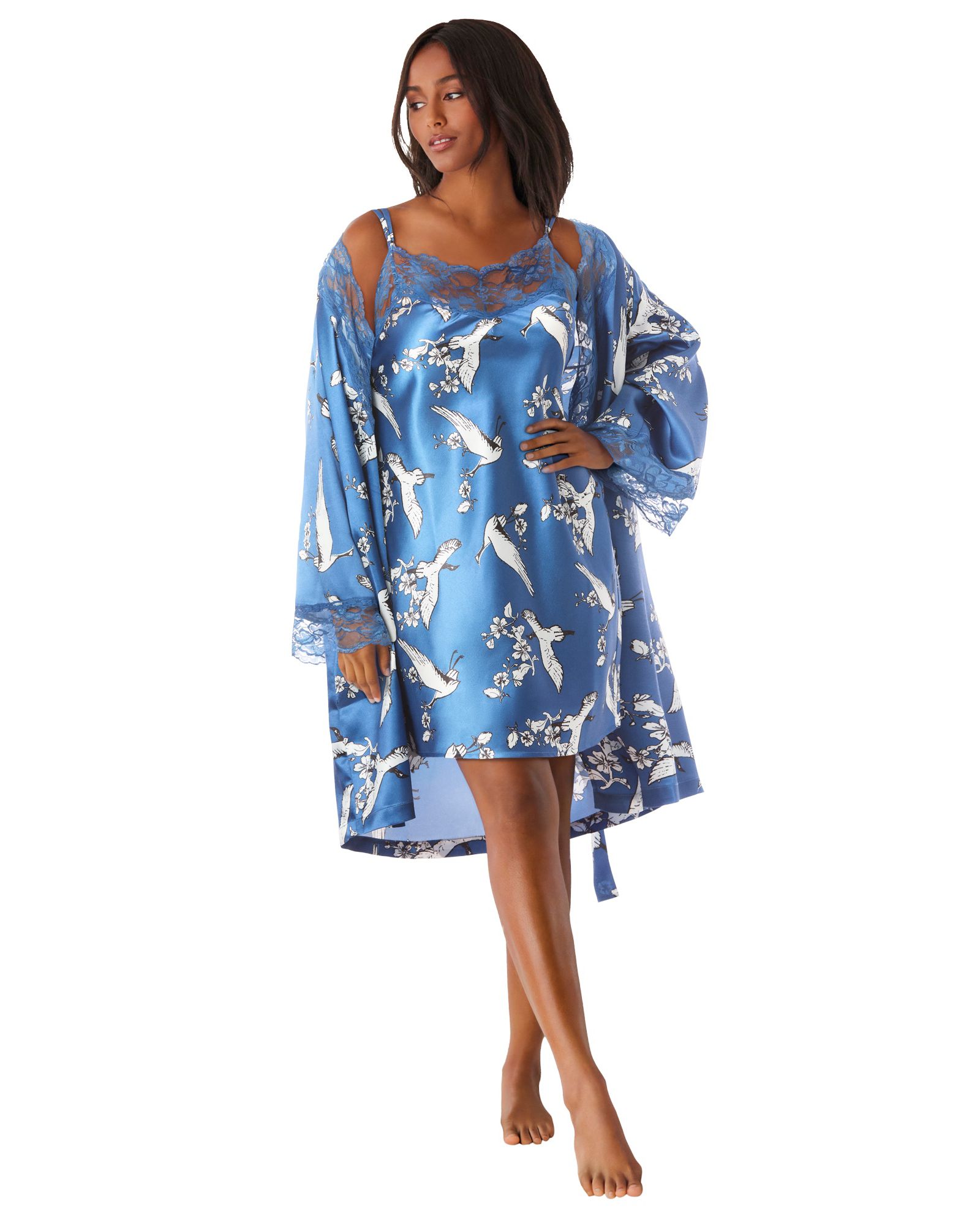 Amoureuse Plus Size The Luxe Satin Short Peignoir Set