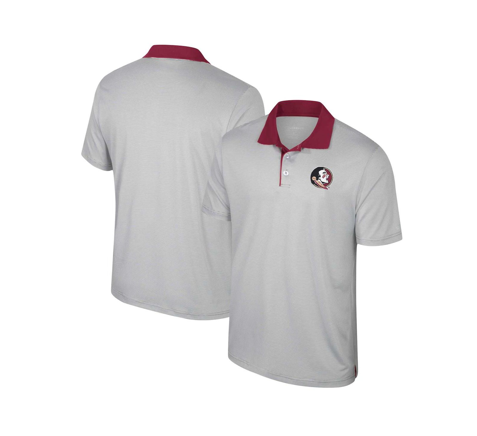 Colosseum Men's Gray Florida State Seminoles Big & Tall Tuck Striped Polo Shirt