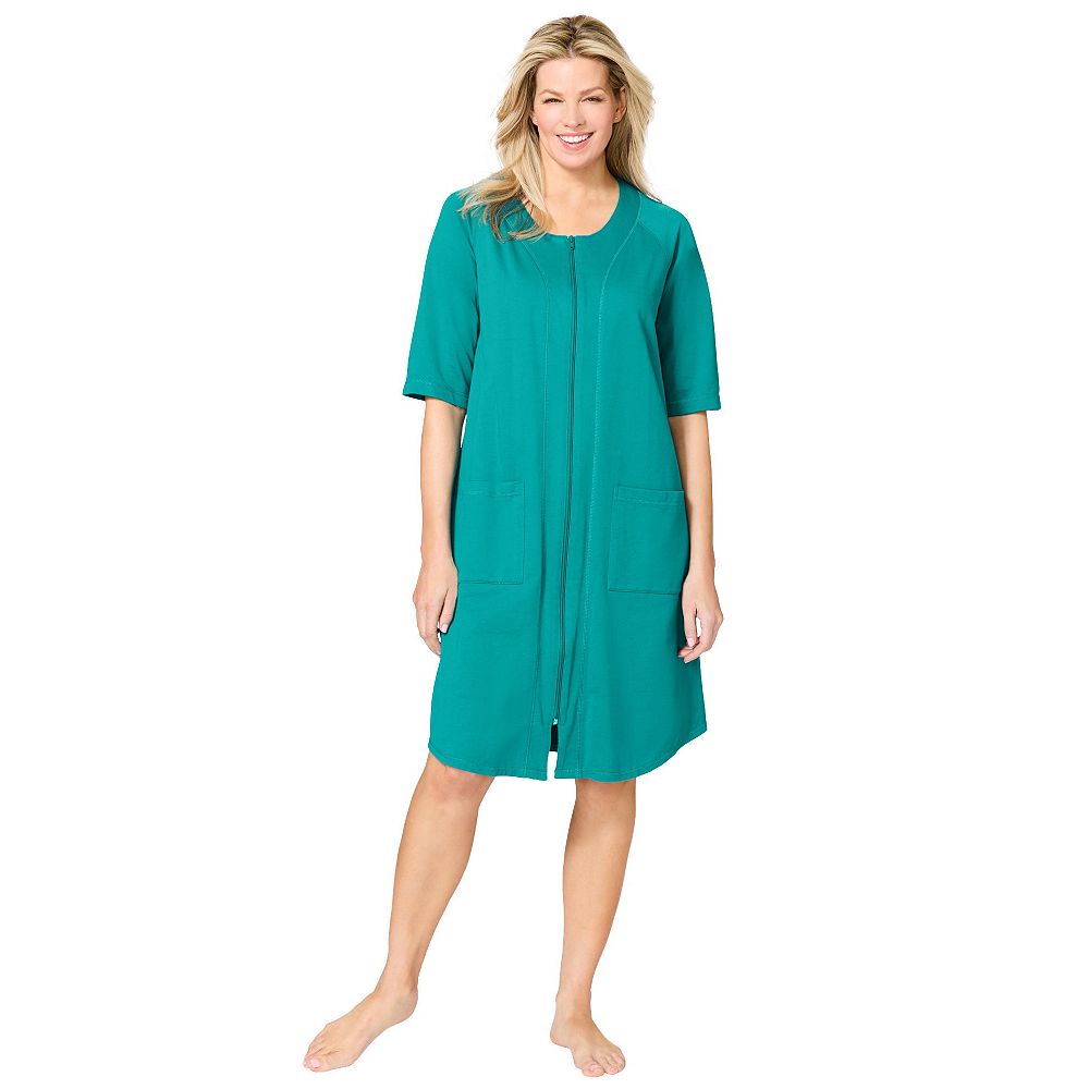 Халат Dreams & Co. Plus Size Short French Terry Zip-Front