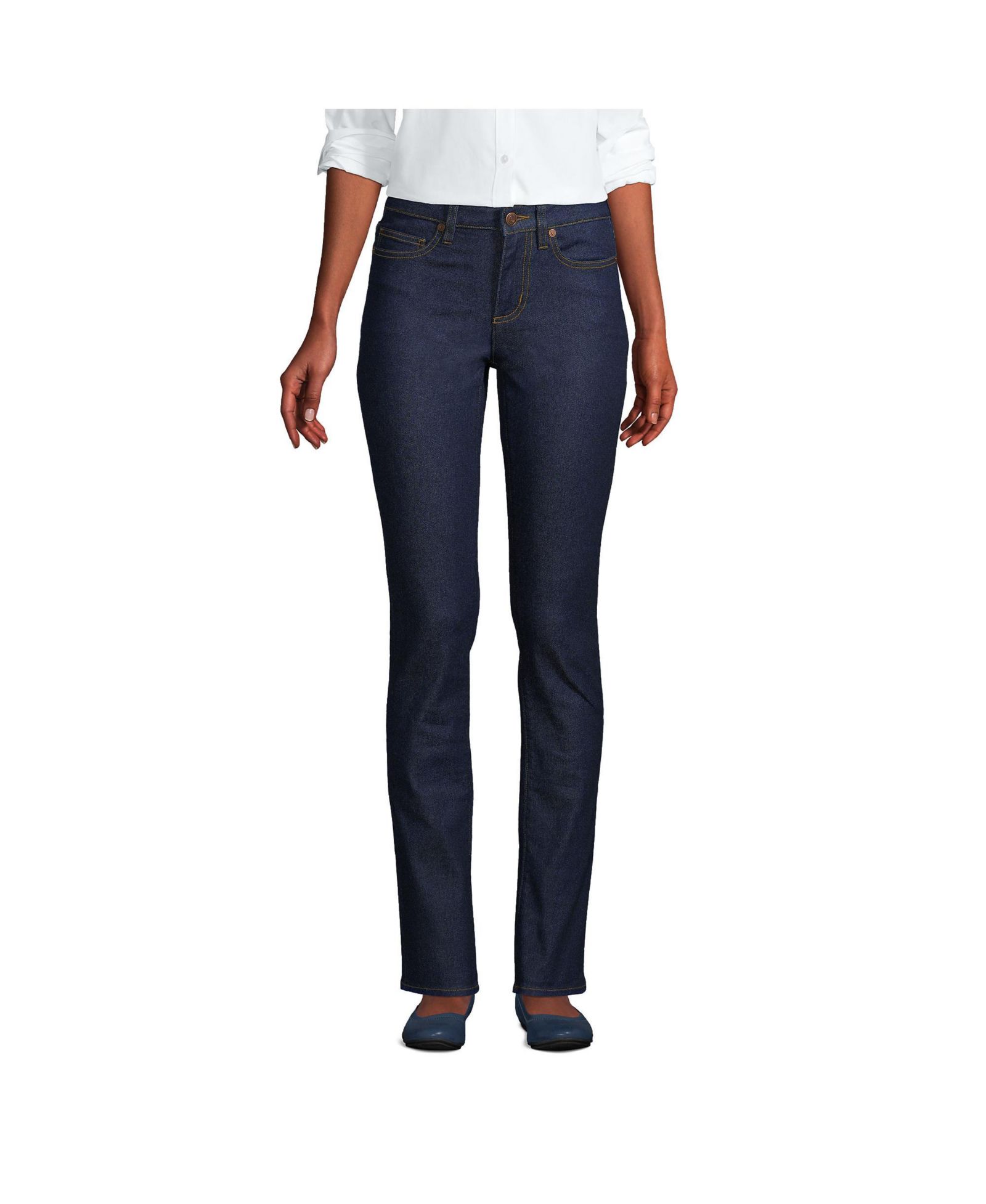 Lands' End Women's Mid Rise Straight Leg Blue Jeans