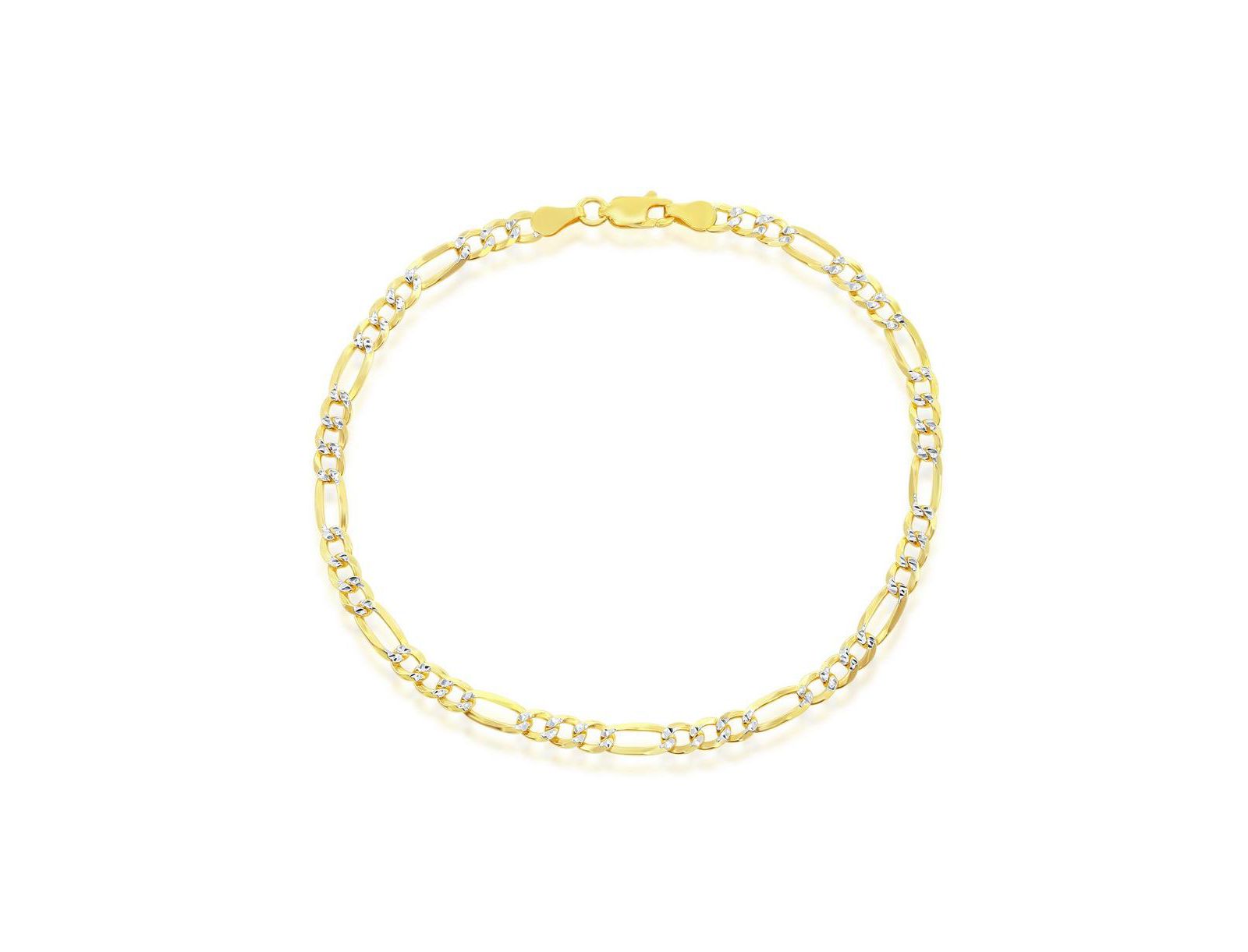 Золоченый браслет Simona Sterling Silver 4mm Pave Figaro