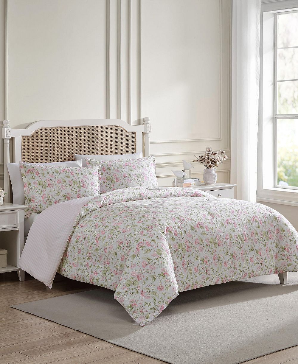 Laura Ashley Morning Gloria Reversible 3 Piece Comforter Set, Full/Queen