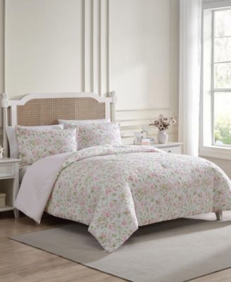 Laura Ashley Morning Gloria Reversible 3 Piece Comforter Set, Full/Queen