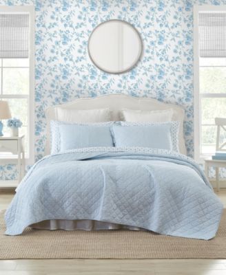 Постельный комплект Laura Ashley Oxford Stripe Reversible 3 Piece Quilt Set, King