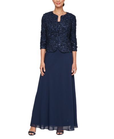 Женское вечернее платье Alex Evenings Petite Empire Waist Long Open Soutache Jacket Dress