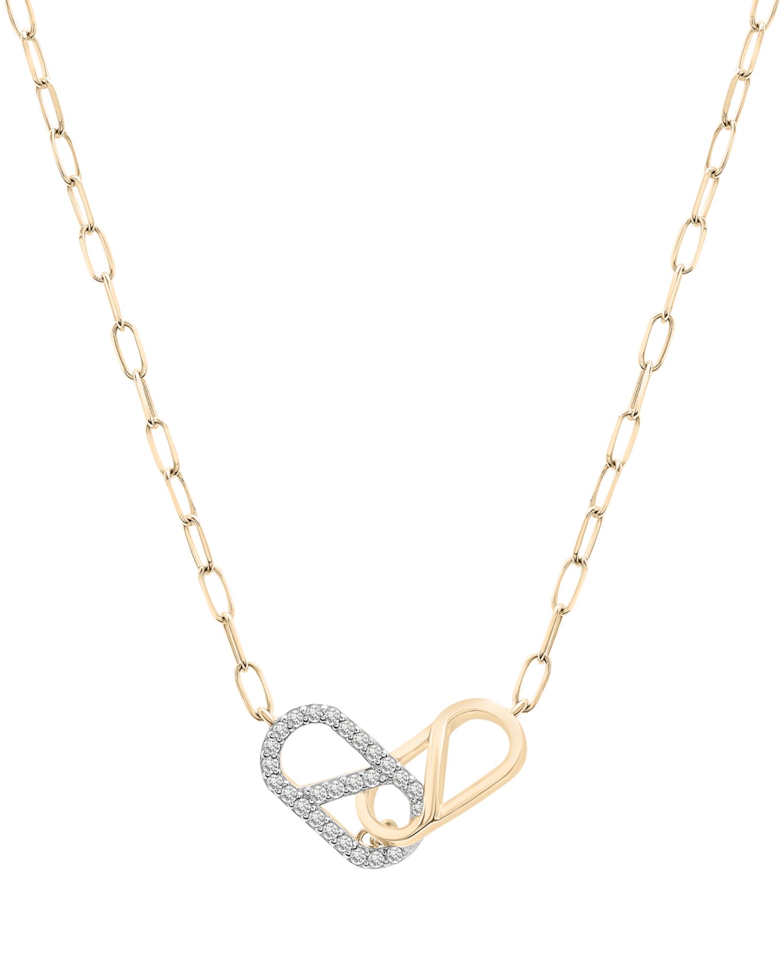 Подвеска Wrapped™ Diamond Interlocking Link 18" из золота 10k (1/6 ct. t.w.)