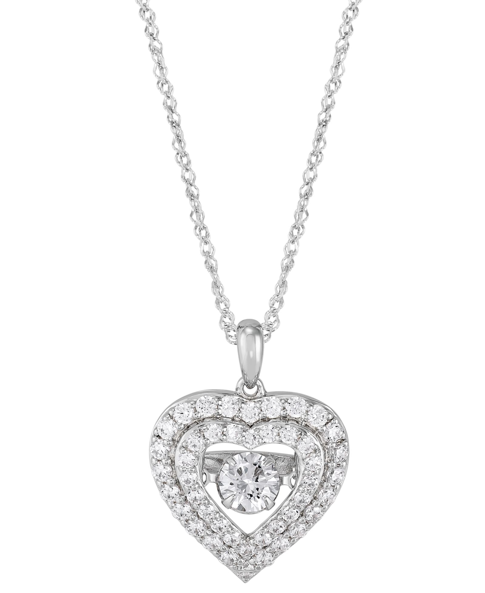 Подвеска-кулон Lab Grown Diamond Double Heart Halo 14k White Gold 16" +2" extender
