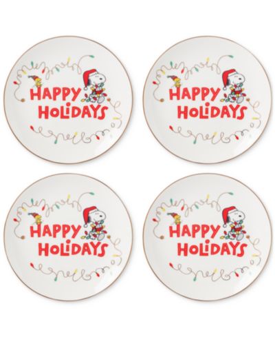 Lenox Snoopy & Woodstock Holiday Accent Plates, Set of 4