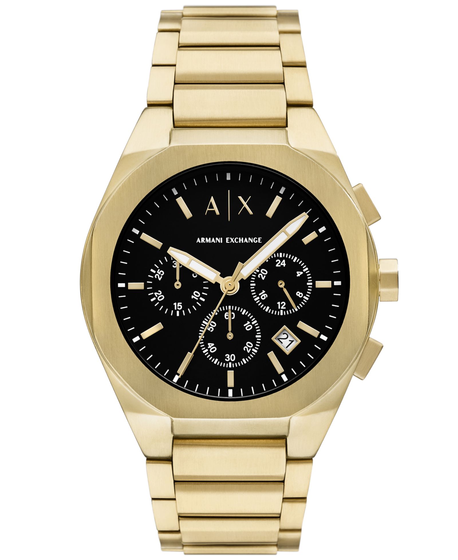 A|X Armani Exchange Men's Sync Quartz Chronograph Gold Stainless Steel Watch 42MM