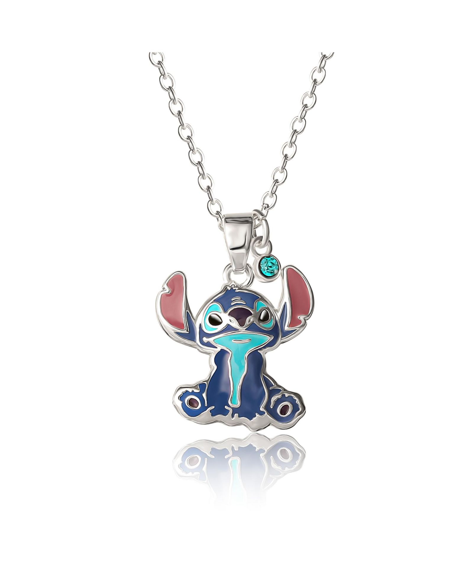 Disney Stitch кулон Stitch с эмалью и синим кристаллом, серебряное напыление