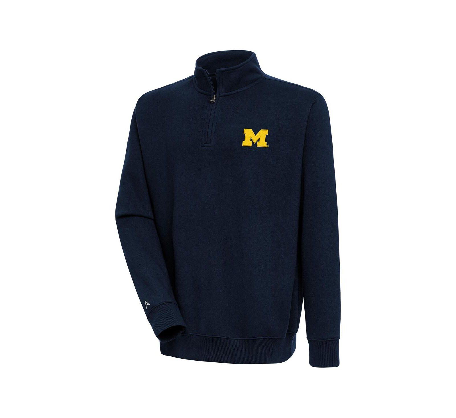 Antigua Мужской темно-синий джемпер на молнии Michigan Wolverines Victory