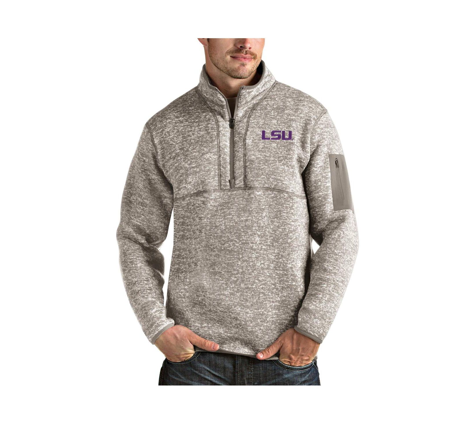 Antigua Men's Oatmeal LSU Tigers Fortune Half-Zip Pullover Jacket