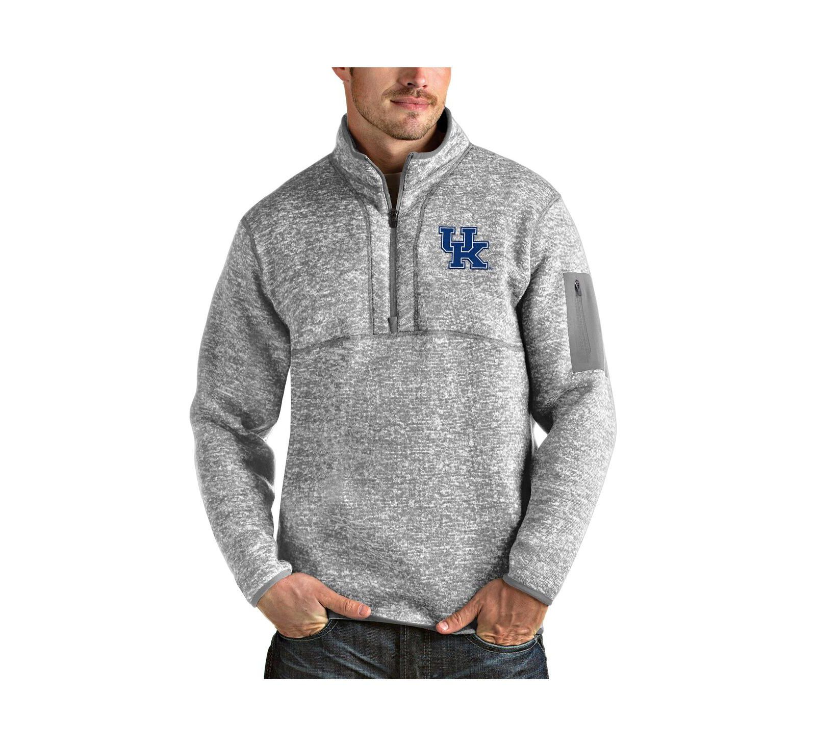 Antigua Men's Heathered Gray Kentucky Wildcats Fortune Half-Zip Pullover Jacket