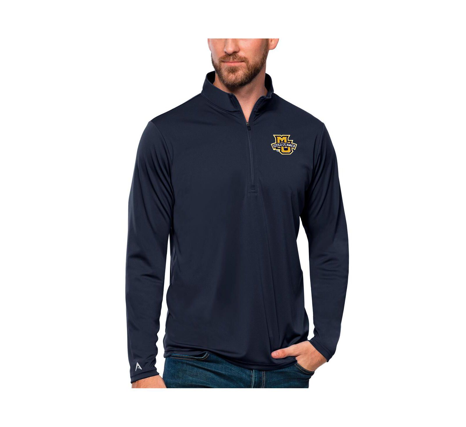 Мужской джемпер Antigua Navy Marquette Golden Eagles Tribute Quarter-Zip