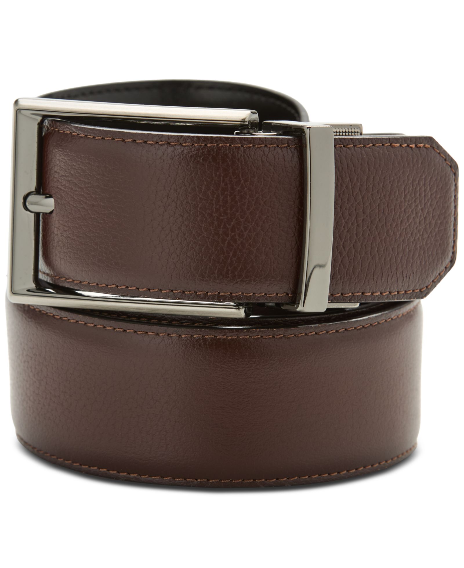 Perry Ellis Portfolio Men's Leather Double-Stitch Belt