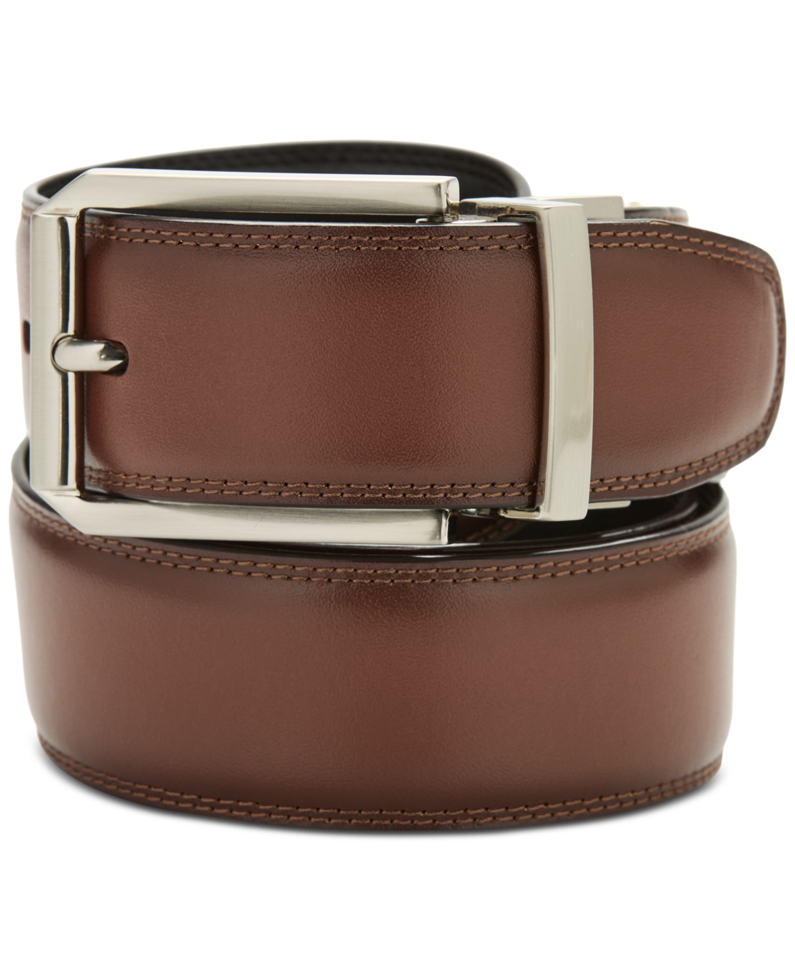 Perry Ellis Portfolio Men's Leather Halfmoon Belt