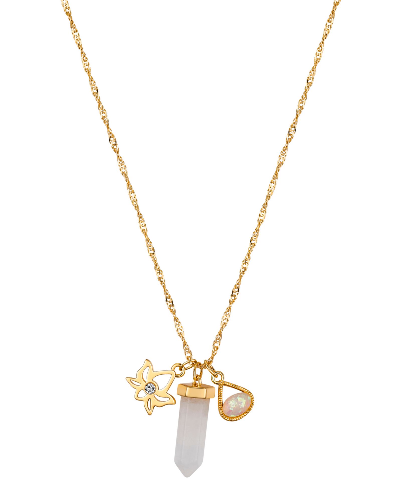 Колье Unwritten Cubic Zirconia Lotus Opal Stone Clear Quartz Crystal Charm