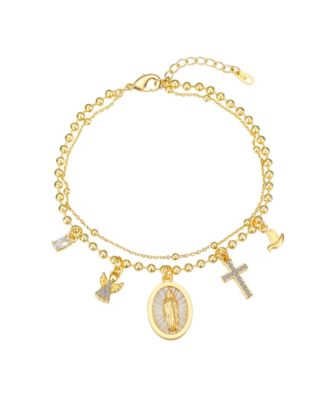 Unwritten Cubic Zirconia and Mother of Pearl Virgin Mary Angel Cross Dove Bracelet