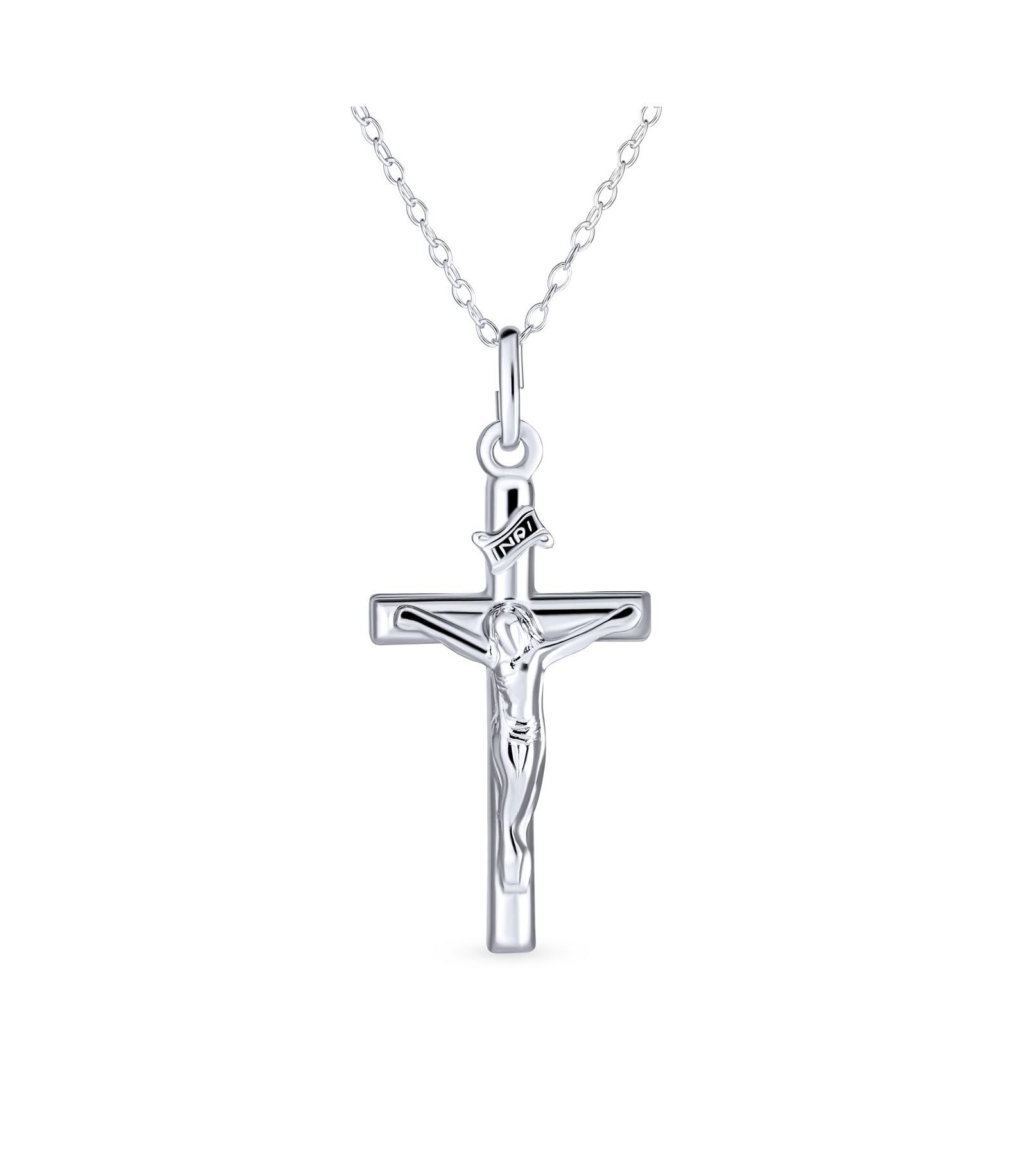 Подвеска-крест Bling Jewelry Christian Catholic Religious Jesus Inri Crucifix Sterling Silver 1.25 Inch
