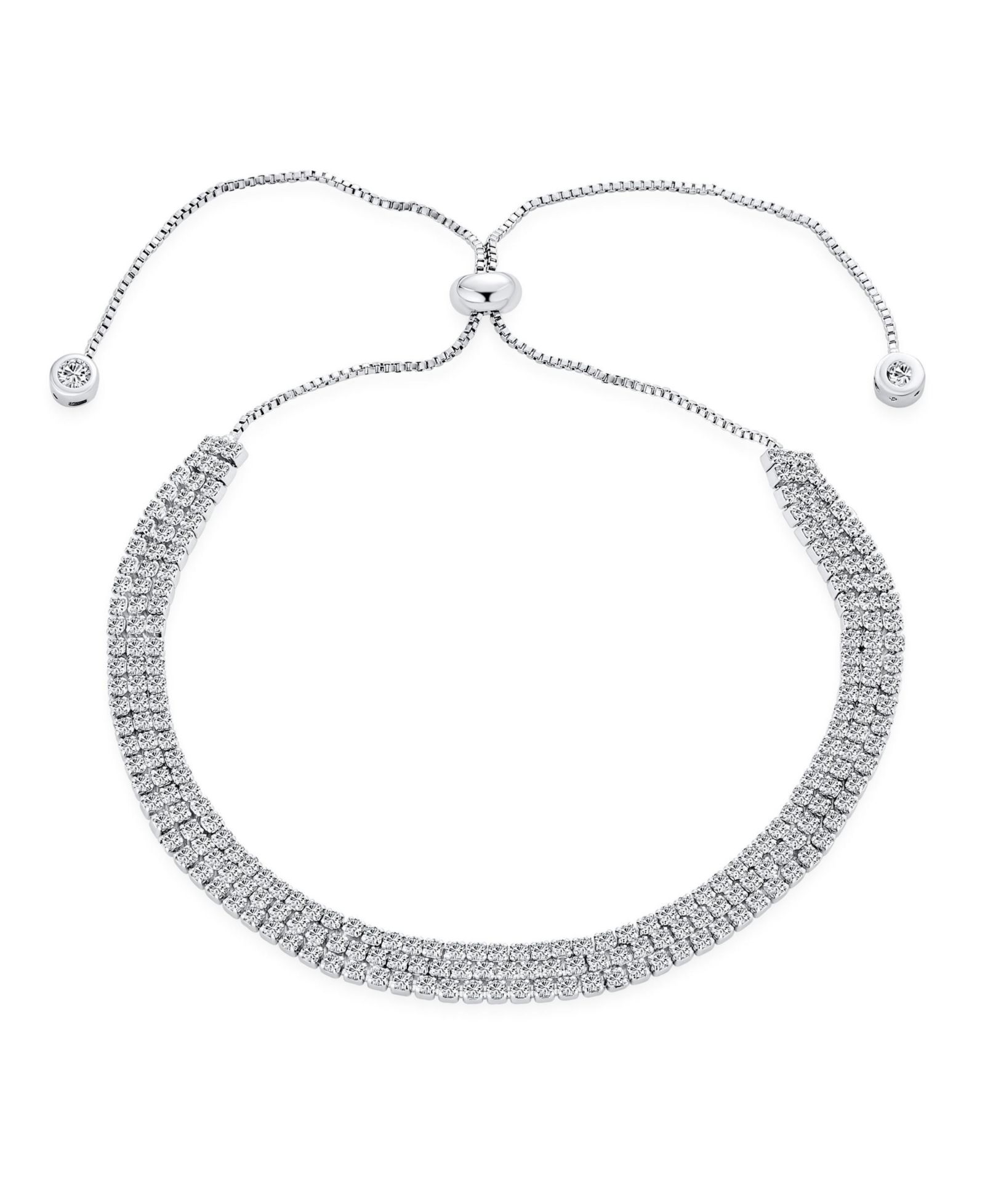 Браслет Bling Jewelry Triple Row CZ Tennis Statement Cocktail CZ Bolo регулируемый