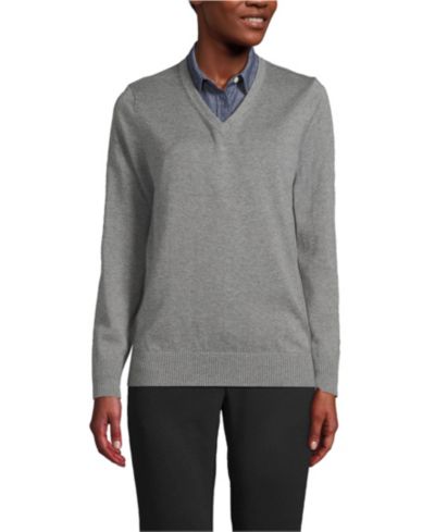 Lands' End Men's Unisex Cotton Modal V-neck Pullover Sweater
