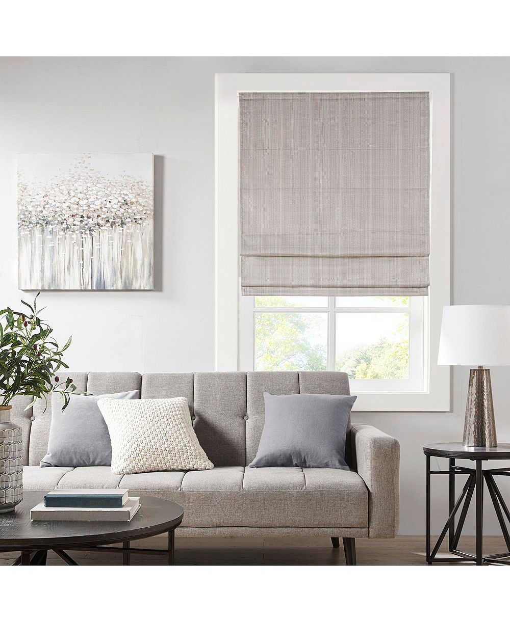 Madison Park Basketweave Blackout Cordless Roman Shade, Single Panel для спальни, Thermal Insulated Window Blind Treatment