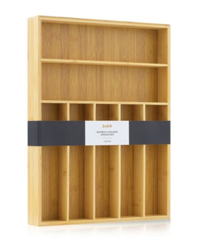 JoyJolt 7 Compartment Bamboo Drawer Organizer