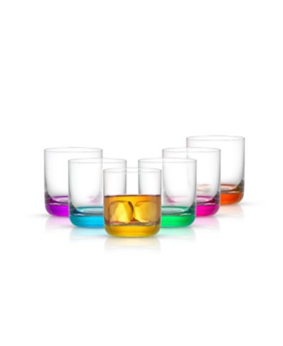 JoyJolt Hue Colored Double Old Fashioned Glasses, Set of 6