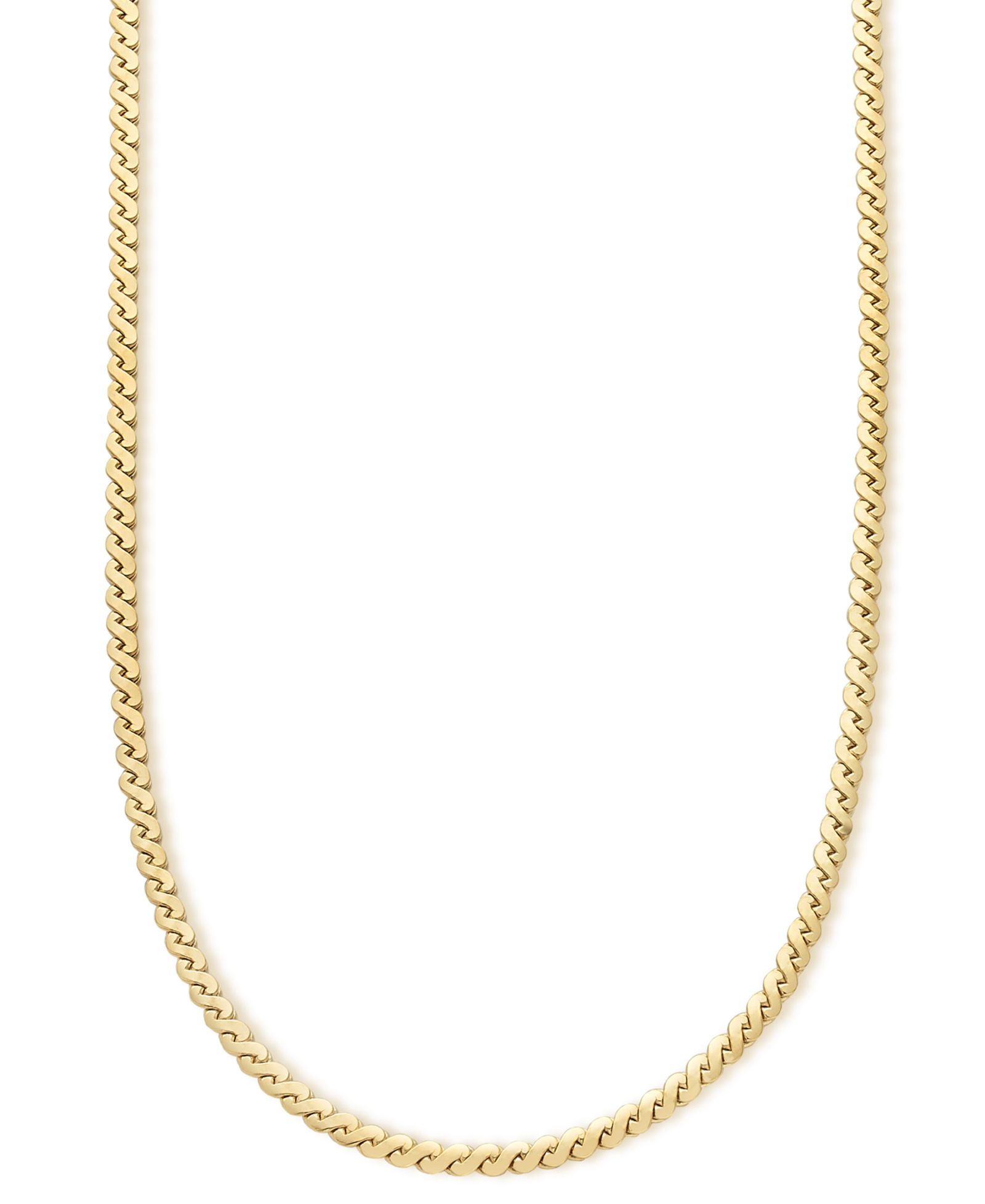 Ожерелье с цепочкой Polished Serpentine Link 18" в золоте 14k