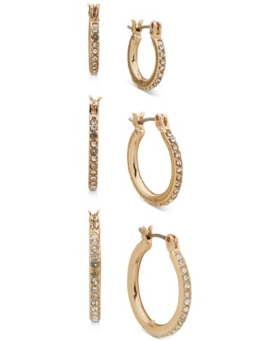 Комплект из 3-х пар серег-кольц Anne Klein Pavé