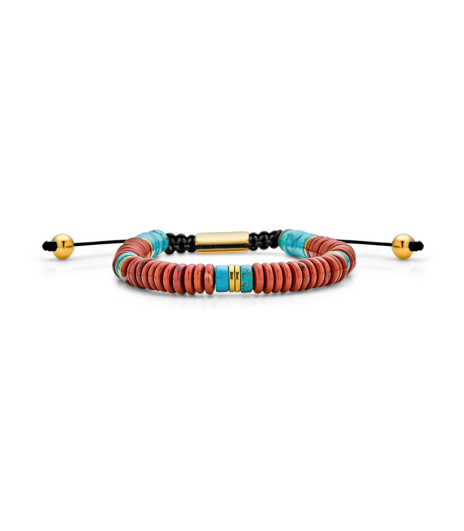 Bling Jewelry Red Carnelian Blue Turquoise Gemstone Disc Bead Bolo Bracelet Gold Plated