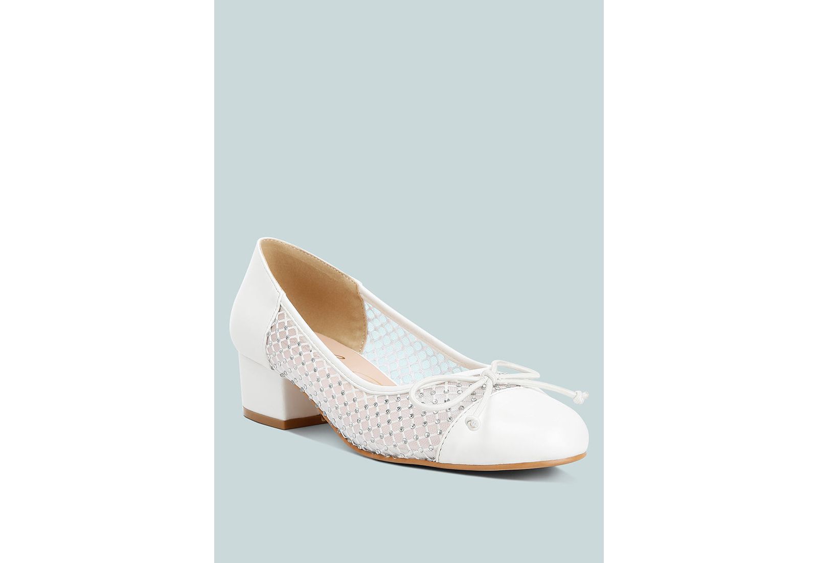 London Rag Women's Tudum Rhinestone Detail Mesh Ballerinas