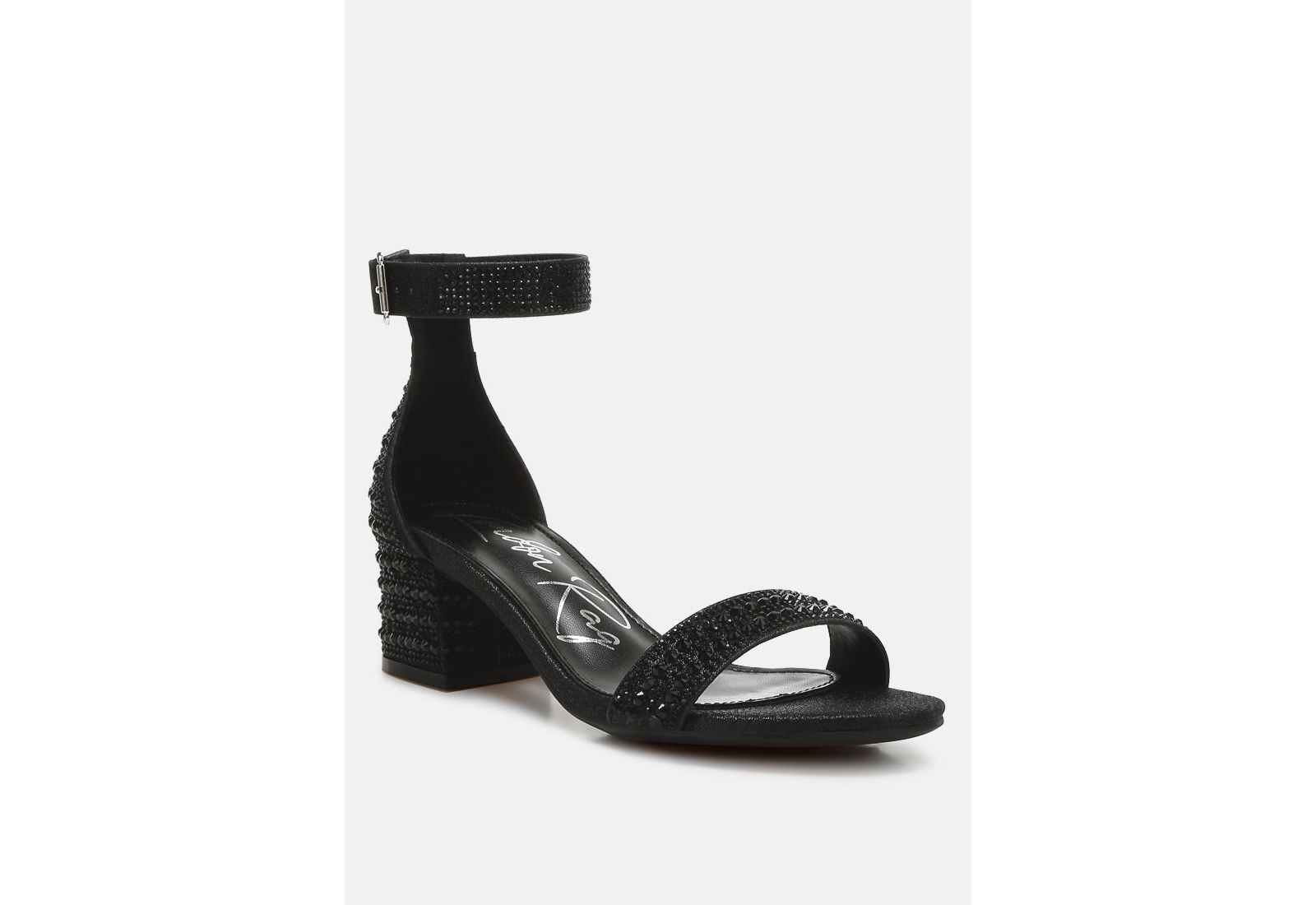 London Rag Women's Twerky Rhinestones Embellished Block Sandals