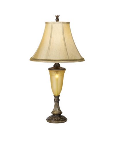 Kathy Ireland Sorrento Traditional Table Lamp 30" Tall Glass with Nightlight Flared Bell Shade for Bedroom Living Room Bedside Office