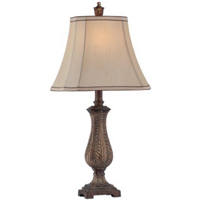 Regency Hill Traditional Table Lamp 25" High Old Oak Antique Petite Vase Beige Rectangular Shade for Living Room Family Bedroom Bedside