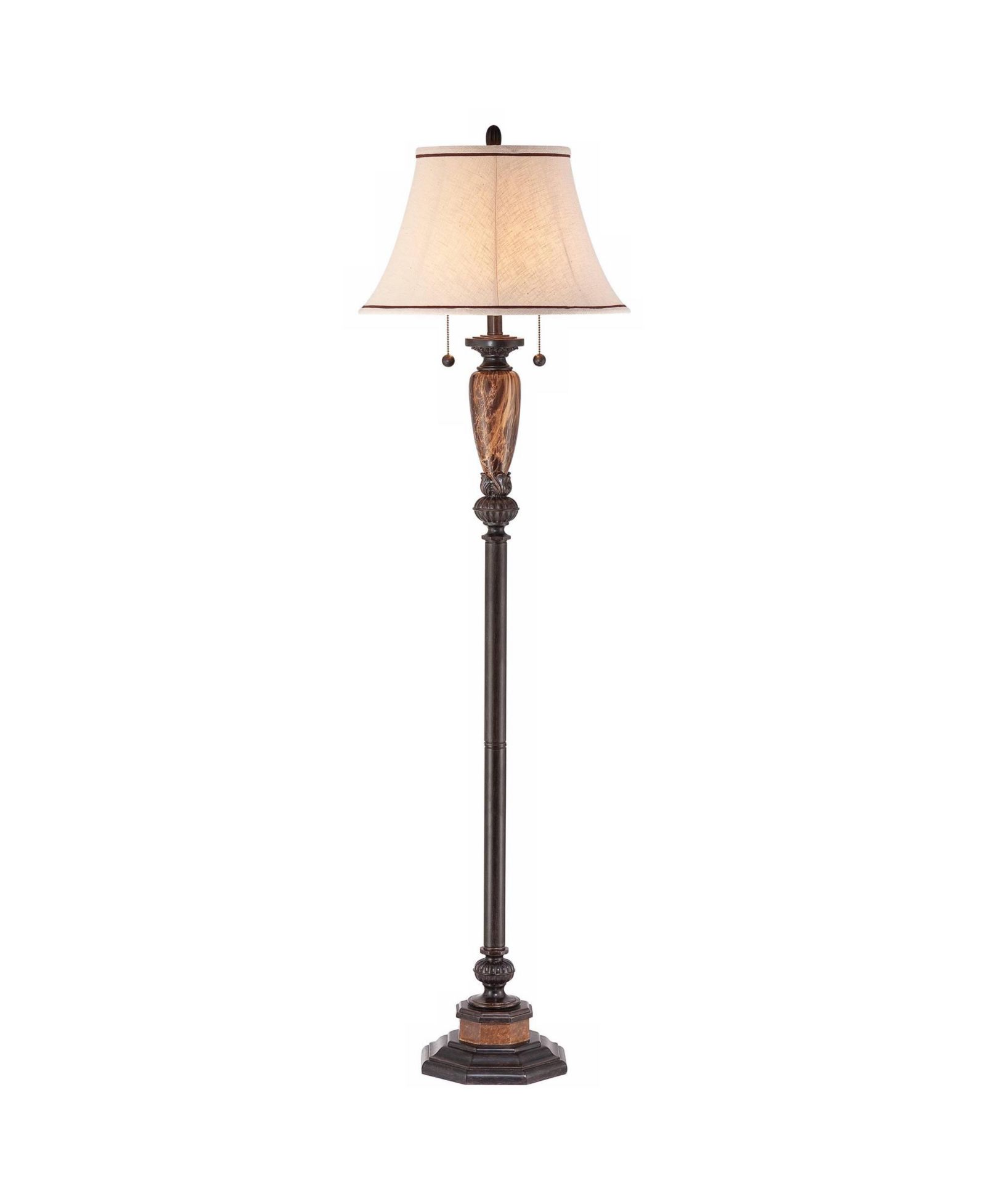 Торшер Kathy Ireland Sonnett Industrial Vintage like Floor Lamp 63 1/2" Tall Bronze Metal Faux Marble Linen Bell Shade