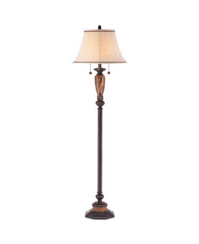 Торшер Kathy Ireland Sonnett Industrial Vintage like Floor Lamp 63 1/2" Tall Bronze Metal Faux Marble Linen Bell Shade