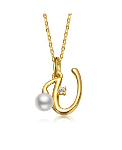 GiGiGirl Cubic Zirconia & Pearl Initial Necklace