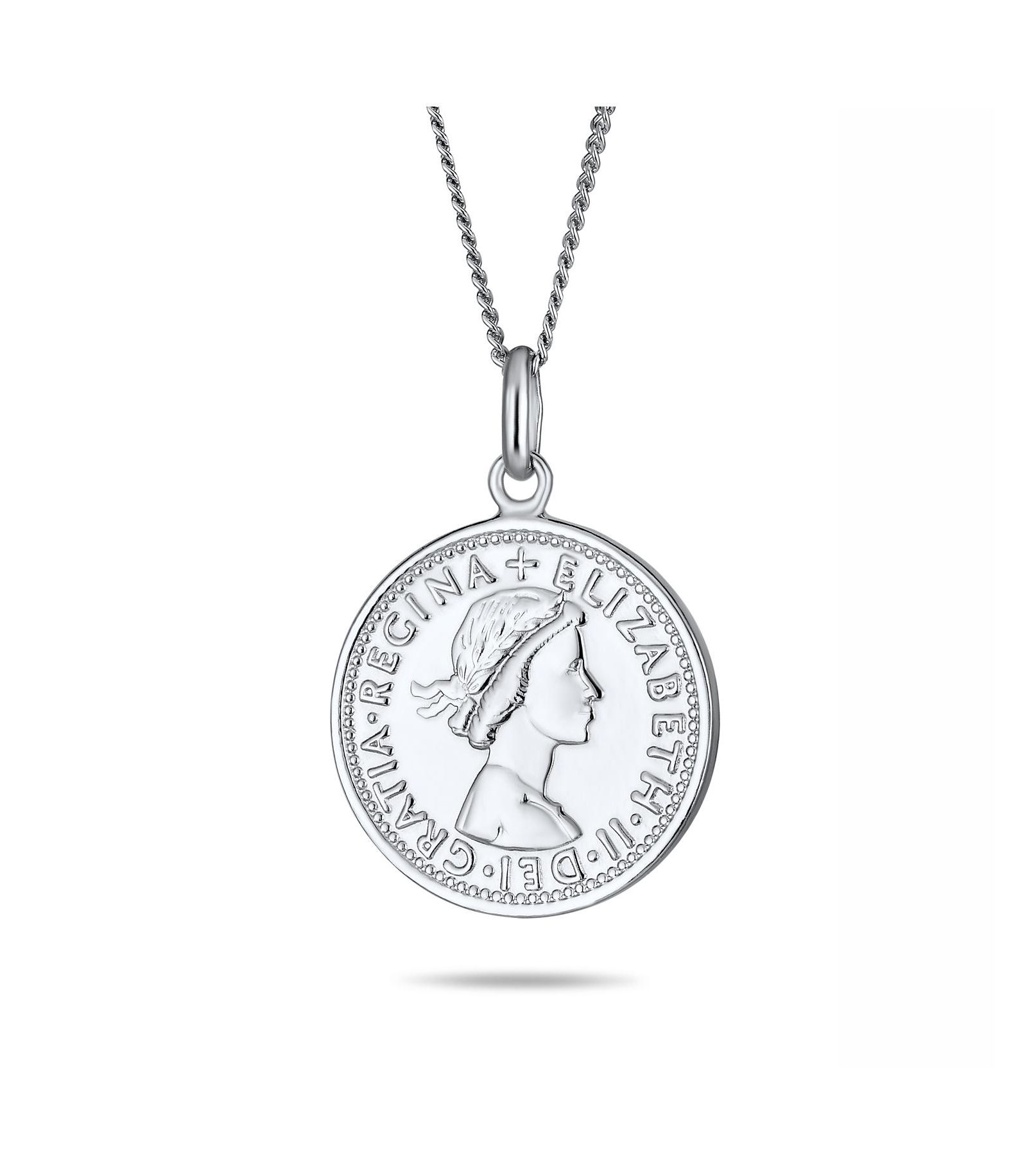 Bling Jewelry Circle Medallion Special Pendant Queen Elizabeth Necklace Sterling Silver