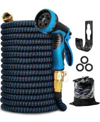 KOTTO 100' Expandable Water Garden Hose: 10 Spray Nozzles, Solid Brass Connector, Leak-Proof Design